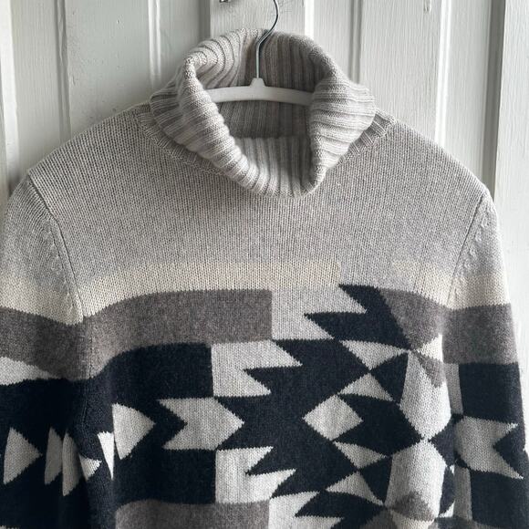360 Cashmere Willa Tribal Southwestern Print Turtleneck Sweater - Picture 3 of 8